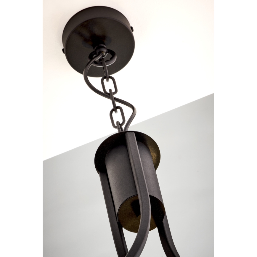 Jupiter 2106 - ARTHUR ķēdes lustrs 3xE27/15W/230V melns/oranžs/marmora dekors