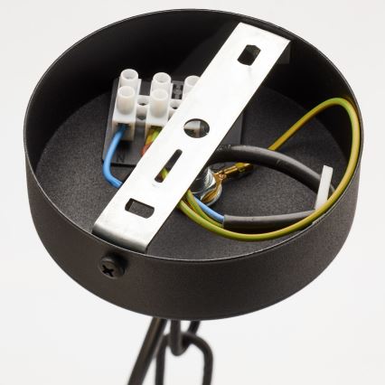 Jupiter 2108 - lustra ar ķēdi ARTHUR 6xE27/15W/230V melna/oranžā/marmora dekors