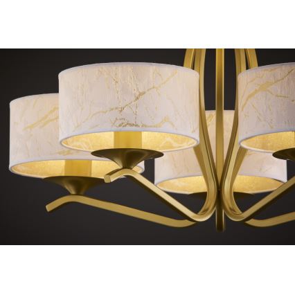 Jupiter 2110 - Lustra uz stieņa KASZMIR 5xE27/15W/230V balta/zelta/marmora dekors