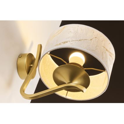 Jupiter 2111 - Sienas lampa KASZMIR 1xE27/15W/230V balta/zelta/marmora dekors