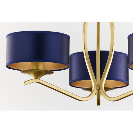 Jupiter 2113 - griestu lampa uz stieņa KASZMIR 3xE27/15W/230V zila/zeltaina