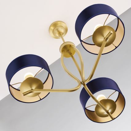 Jupiter 2113 - griestu lampa uz stieņa KASZMIR 3xE27/15W/230V zila/zeltaina