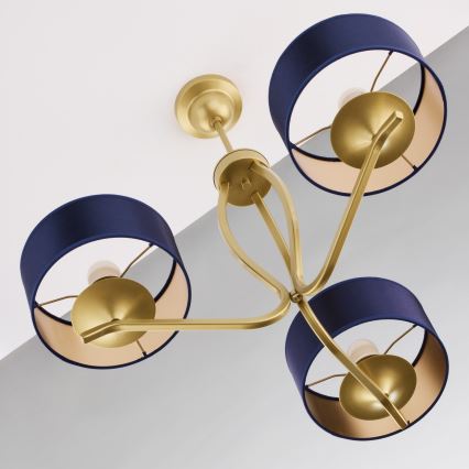 Jupiter 2113 - griestu lampa uz stieņa KASZMIR 3xE27/15W/230V zila/zeltaina