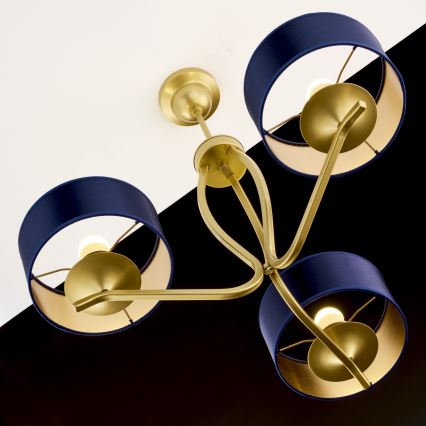 Jupiter 2113 - griestu lampa uz stieņa KASZMIR 3xE27/15W/230V zila/zeltaina