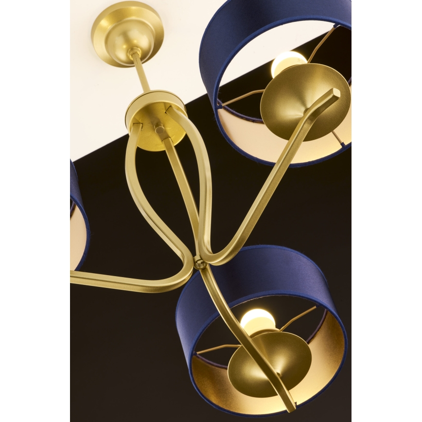 Jupiter 2113 - griestu lampa uz stieņa KASZMIR 3xE27/15W/230V zila/zeltaina