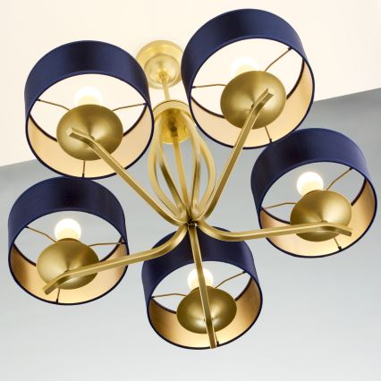 Jupiter 2114 - Griestu lustra ar stieni KASZMIR 5xE27/15W/230V zila/zelta