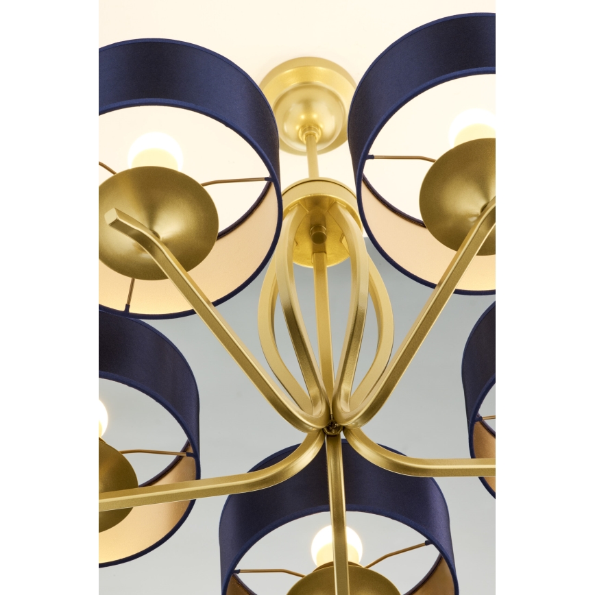 Jupiter 2114 - Griestu lustra ar stieni KASZMIR 5xE27/15W/230V zila/zelta