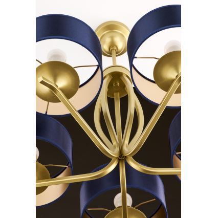 Jupiter 2114 - Griestu lustra ar stieni KASZMIR 5xE27/15W/230V zila/zelta