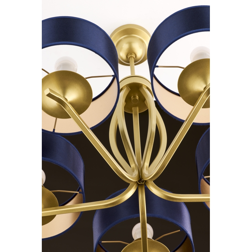 Jupiter 2114 - Griestu lustra ar stieni KASZMIR 5xE27/15W/230V zila/zelta