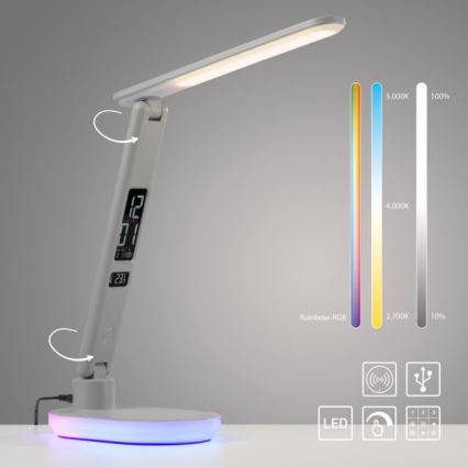 JUST LIGHT. 11018-16 - LED RGBW Dimējama skārienjūtīga galda lampa ar bezvadu uzlādi TINA LED/4W/230V balta