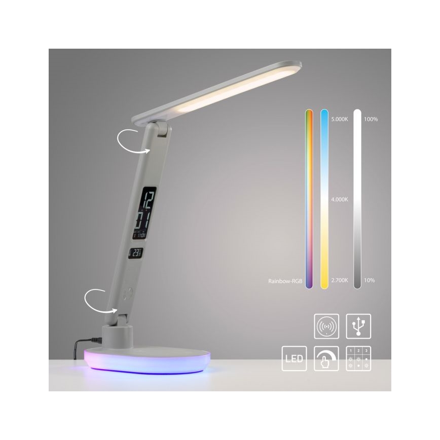 JUST LIGHT. 11018-16 - LED RGBW Dimējama skārienjūtīga galda lampa ar bezvadu uzlādi TINA LED/4W/230V balta
