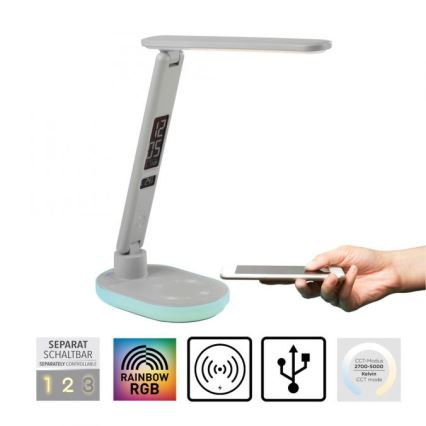JUST LIGHT. 11018-16 - LED RGBW Dimējama skārienjūtīga galda lampa ar bezvadu uzlādi TINA LED/4W/230V balta