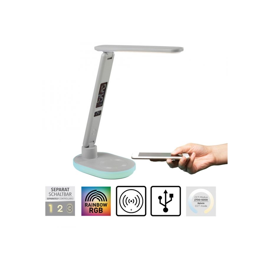 JUST LIGHT. 11018-16 - LED RGBW Dimējama skārienjūtīga galda lampa ar bezvadu uzlādi TINA LED/4W/230V balta
