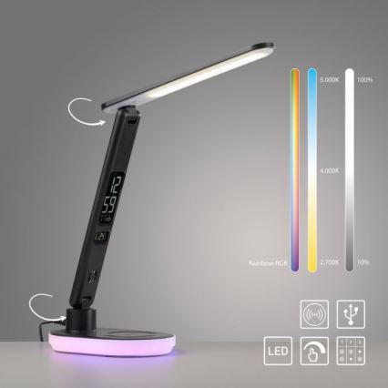 JUST LIGHT. 11018-18 - LED RGBW LED Aptumšojama skārienvadāma galda lampa ar ar bezvadu uzlādi TINA LED/4W/230V