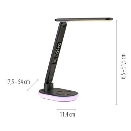 JUST LIGHT. 11018-18 - LED RGBW dimējama skārienjūtīga galda lampa ar bezvadu uzlādi TINA LED/4W/230V melna