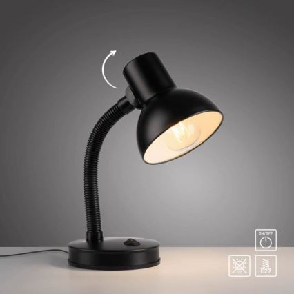 JUST LIGHT. 11080-18 - Lokana galda lampa FLEXI 1xE27/25W/230V melna