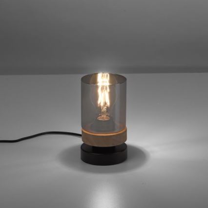 JUST LIGHT. 11310-18 - Galda lampa PASQUAL 1xE27/40W/230V melna/gumijkoks