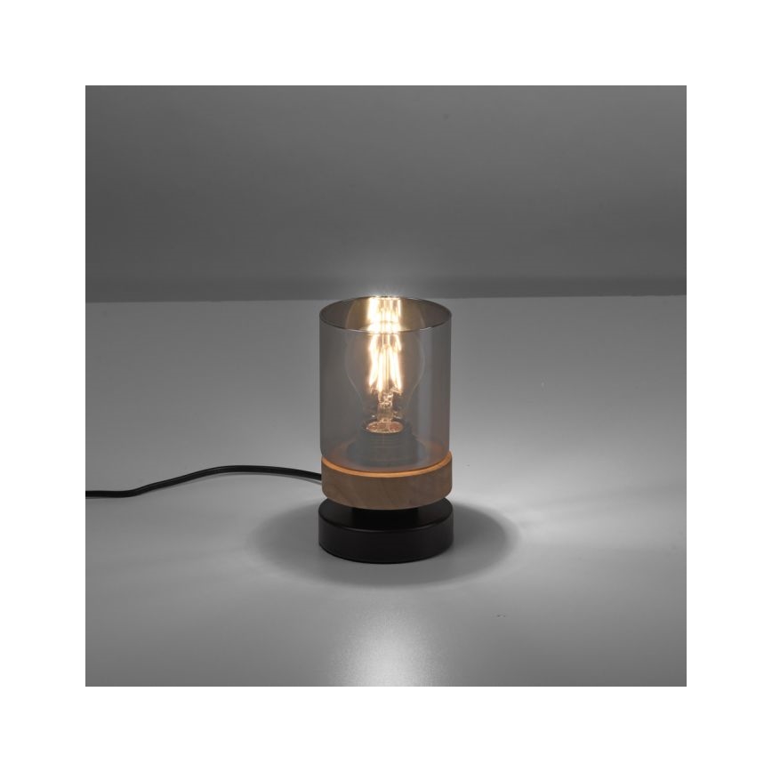 JUST LIGHT. 11310-18 - Galda lampa PASQUAL 1xE27/40W/230V melna/gumijkoks