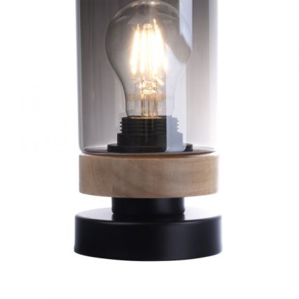 JUST LIGHT. 11310-18 - Galda lampa PASQUAL 1xE27/40W/230V melna/gumijkoks
