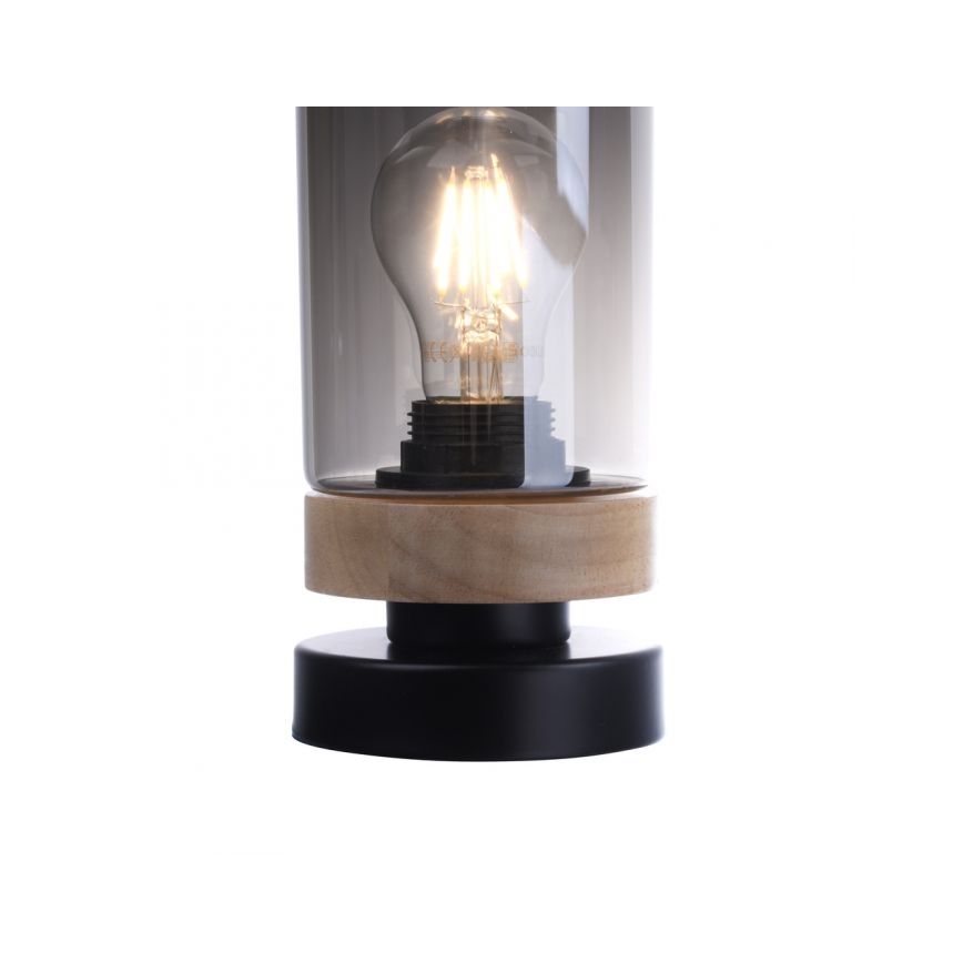 JUST LIGHT. 11310-18 - Galda lampa PASQUAL 1xE27/40W/230V melna/gumijkoks