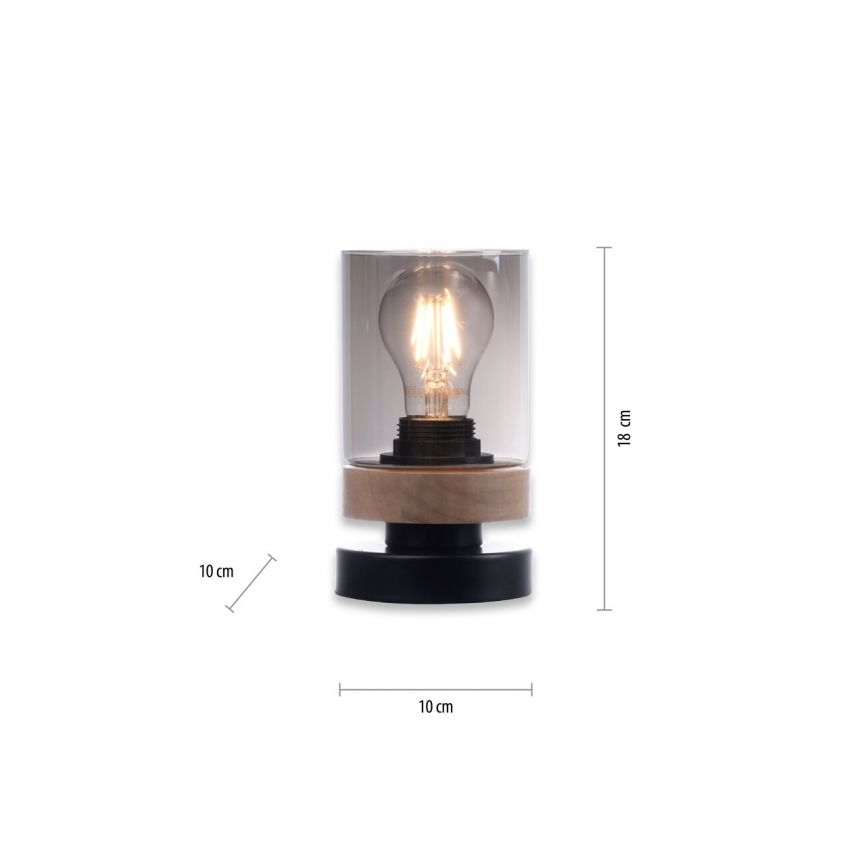 JUST LIGHT. 11310-18 - Galda lampa PASQUAL 1xE27/40W/230V melna/gumijkoks