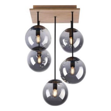JUST LIGHT. 11395-79 - Lustra ar stieni WIDOW 5xE14/25W/230V ozols