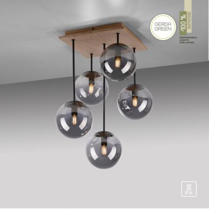 JUST LIGHT. 11395-79 - Lustra ar stieni WIDOW 5xE14/25W/230V ozols