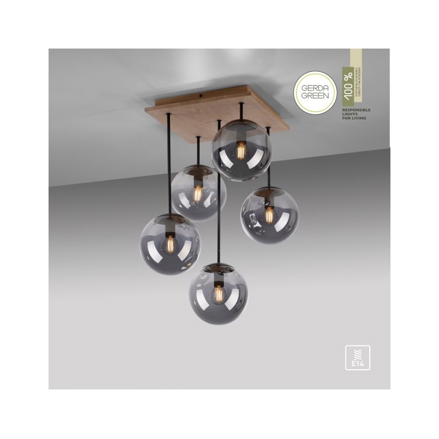 JUST LIGHT. 11395-79 - Lustra ar stieni WIDOW 5xE14/25W/230V ozols