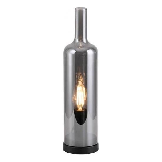 JUST LIGHT. 14006-25 - Galda lampa BOTTLE 1xE14/25W/230V melna/dūmaina