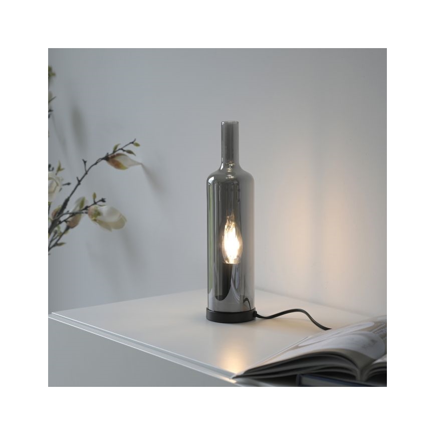JUST LIGHT. 14006-25 - Galda lampa BOTTLE 1xE14/25W/230V melna/dūmaina