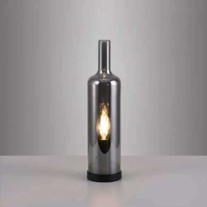 JUST LIGHT. 14006-25 - Galda lampa BOTTLE 1xE14/25W/230V melna/dūmaina