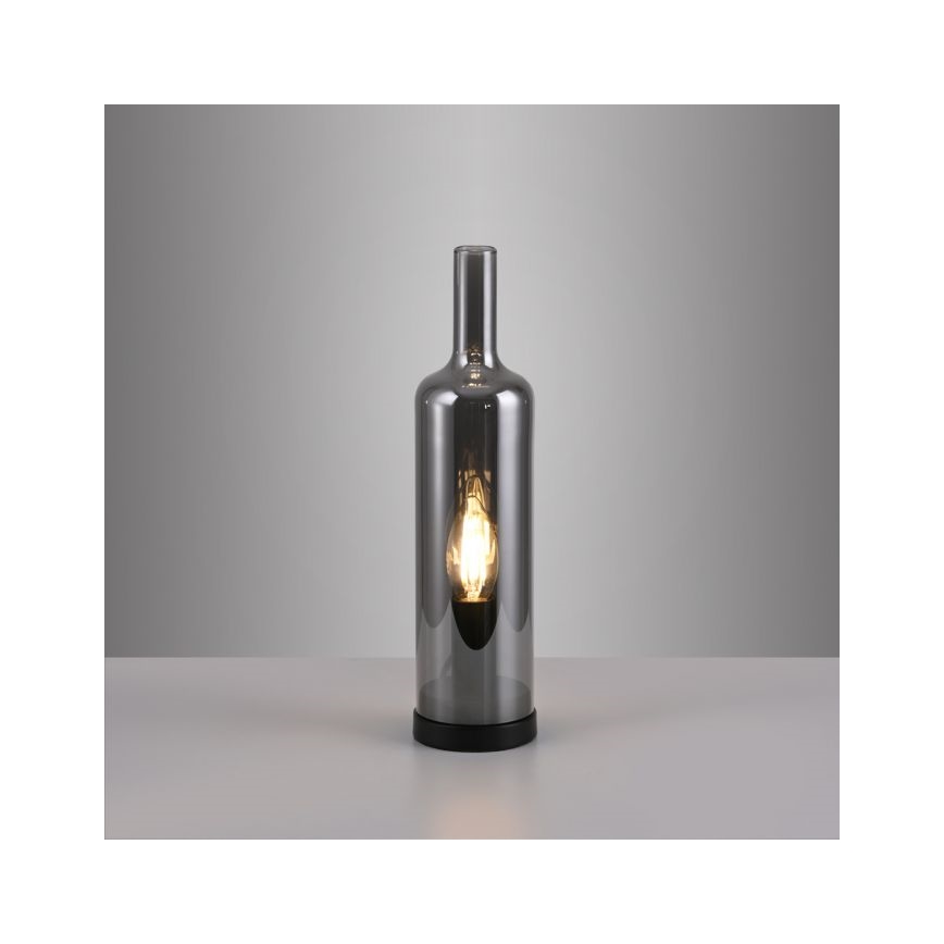 JUST LIGHT. 14006-25 - Galda lampa BOTTLE 1xE14/25W/230V melna/dūmaina