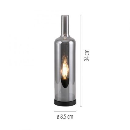 JUST LIGHT. 14006-25 - Galda lampa BOTTLE 1xE14/25W/230V melna/dūmaina