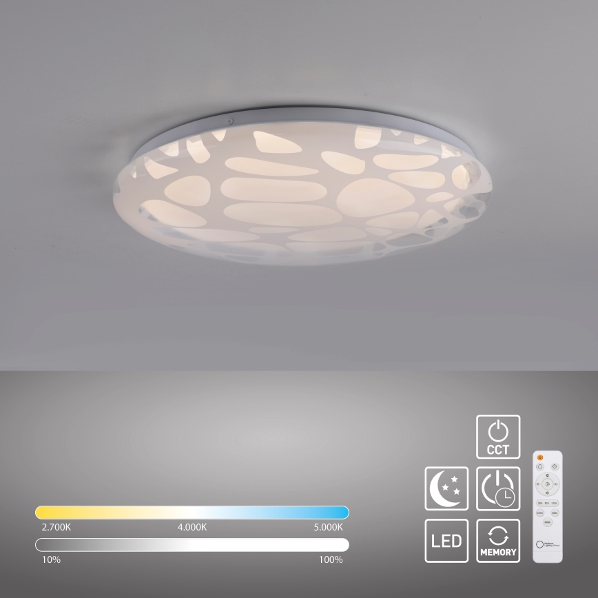 JUST LIGHT. 14009-16 - LED regulējams griestu gaismeklis ART PLAFO LED/20W/230V 2700-6500K Ø 38 cm balts + tālvadības pults