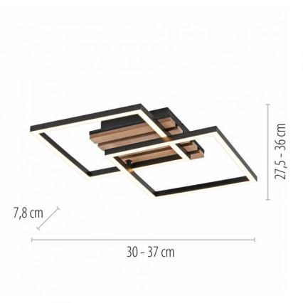JUST LIGHT. 14053-79 - LED griestu gaismeklis AKUSTIKA LED/15W/230V ozols/melna