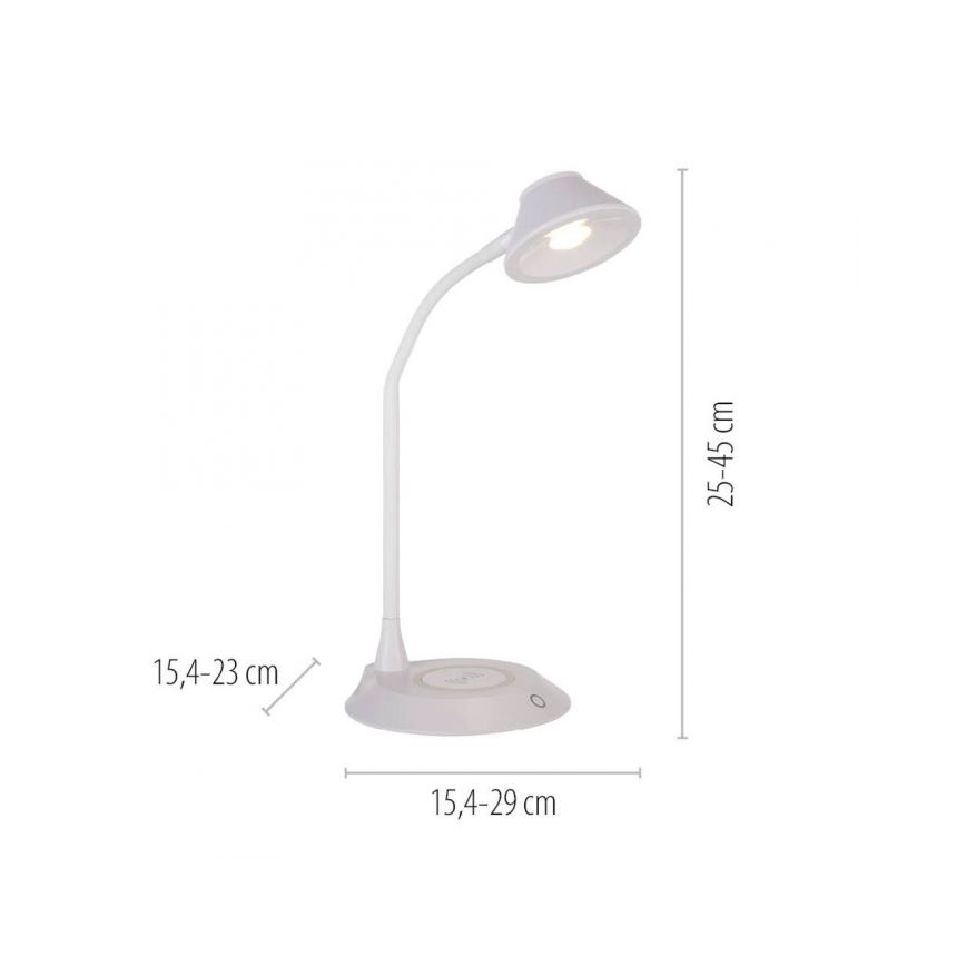 JUST LIGHT. 14414-16 - LED aptumšojama elastīga skārienjūtīga galda lampa ar bezvadu uzlādi PUCKI LED/4,5W/230V balta