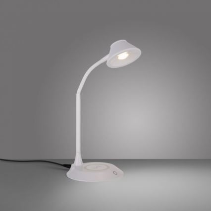JUST LIGHT. 14414-16 - LED dimmējama elastīga skārienjutīga galda lampa ar bezvadu uzlādi PUCKI LED/4,5W/230V balta