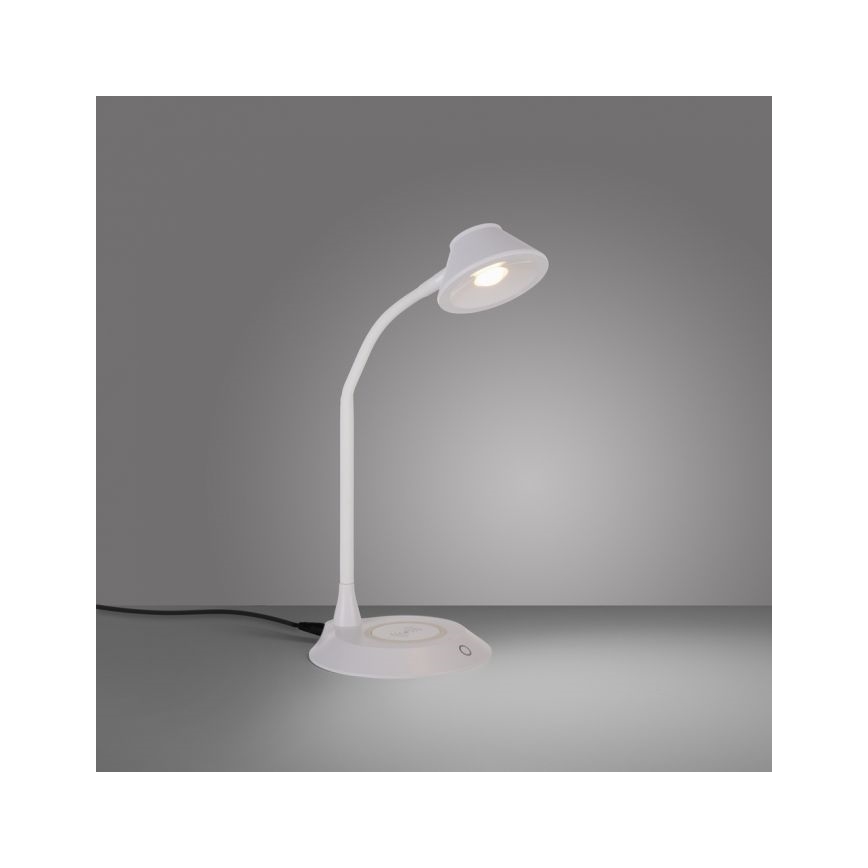 JUST LIGHT. 14414-16 - LED dimmējama elastīga skārienjutīga galda lampa ar bezvadu uzlādi PUCKI LED/4,5W/230V balta