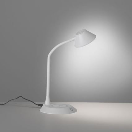 JUST LIGHT. 14414-16 - LED dimmējama elastīga skārienjutīga galda lampa ar bezvadu uzlādi PUCKI LED/4,5W/230V balta