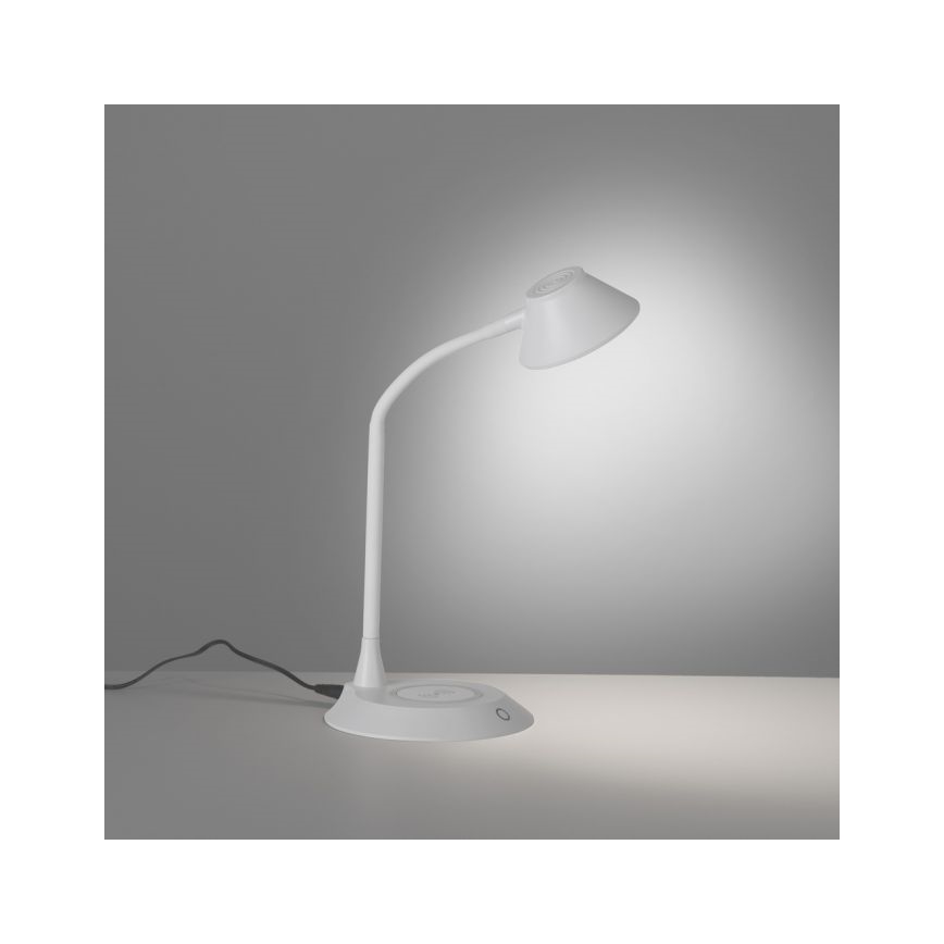 JUST LIGHT. 14414-16 - LED dimmējama elastīga skārienjutīga galda lampa ar bezvadu uzlādi PUCKI LED/4,5W/230V balta