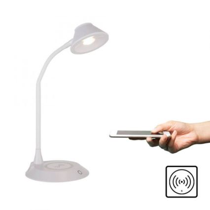 JUST LIGHT. 14414-16 - LED dimmējama elastīga skārienjutīga galda lampa ar bezvadu uzlādi PUCKI LED/4,5W/230V balta