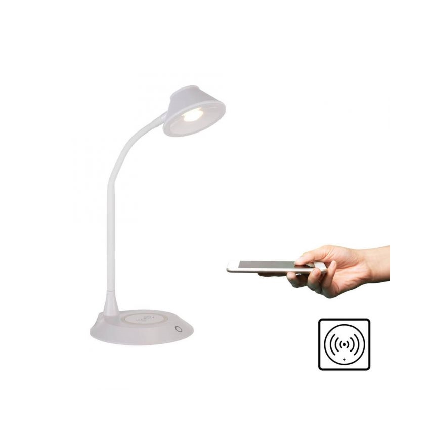 JUST LIGHT. 14414-16 - LED dimmējama elastīga skārienjutīga galda lampa ar bezvadu uzlādi PUCKI LED/4,5W/230V balta