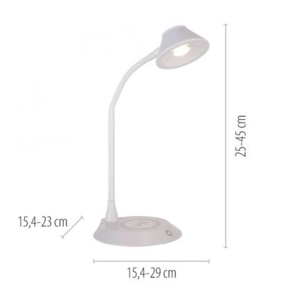 JUST LIGHT. 14414-16 - LED dimmējama elastīga skārienjutīga galda lampa ar bezvadu uzlādi PUCKI LED/4,5W/230V balta