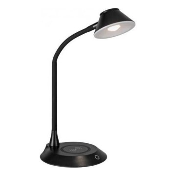 JUST LIGHT. 14414-18 - LED Reglējama fleksibla pieskāriena galda lampa ar bezvadu uzlādi PUCKI LED/4,5W/230V melnā