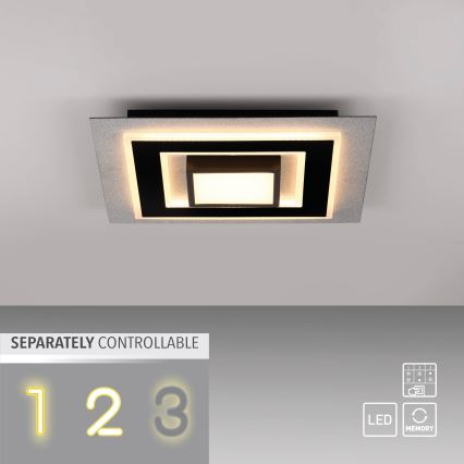 JUST LIGHT. 14439-21 - LED griestu gaismeklis CICHIO LED/18,5W/230V + LED/9W 40x40 cm melns