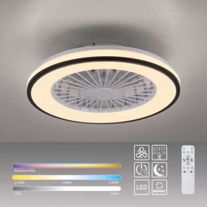 JUST LIGHT. 14447-18 - LED RGBW Regulējams griestu ventilators ar gaismu LENO LED/44W/230V 3000-6500K diametrs 48,6 cm balts + tālvadība