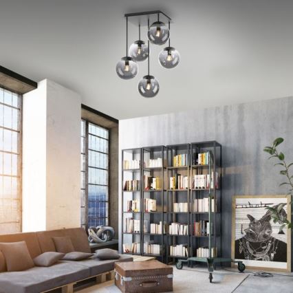 JUST LIGHT. 14602-18 - Lustra ar stieni WIDOW 5xE14/25W/230V melna