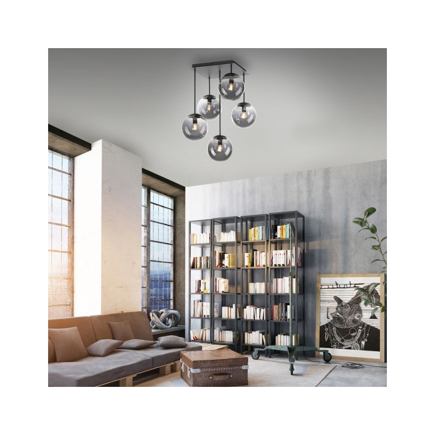 JUST LIGHT. 14602-18 - Lustra ar stieni WIDOW 5xE14/25W/230V melna