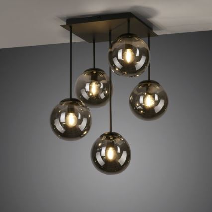 JUST LIGHT. 14602-18 - Lustra ar stieni WIDOW 5xE14/25W/230V melna