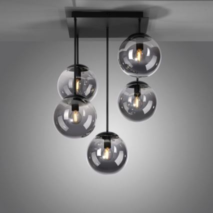 JUST LIGHT. 14602-18 - Lustra ar stieni WIDOW 5xE14/25W/230V melna